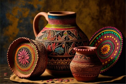 Hand-Painted Terracotta Collection - Traditional Indian Clay Pottery Set