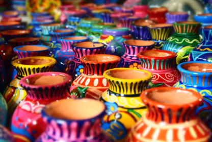 Hand-Painted Decorative Earthen Pots - Vibrant Traditional Art