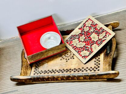 Elegant Cherry Blossom Wooden Keepsake Box with Silver Medallion